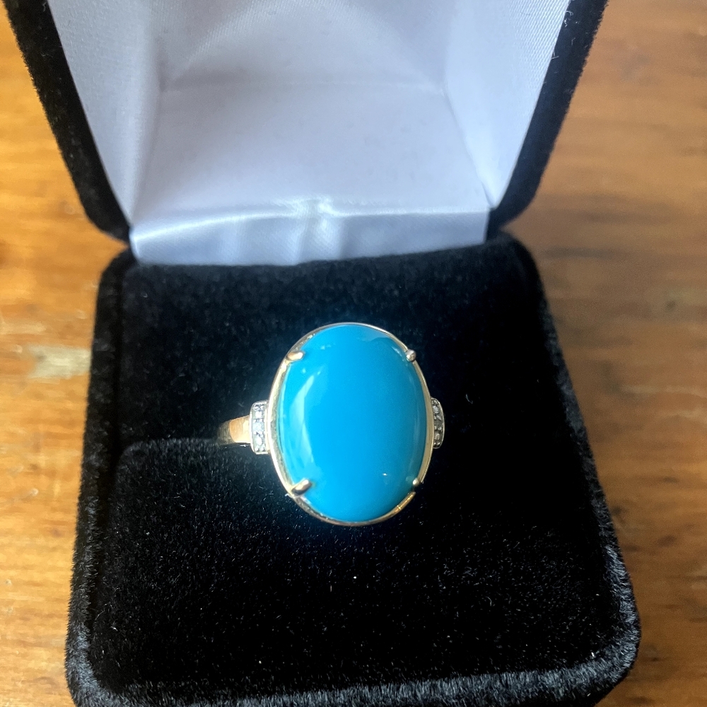 Blue Sleeping Beauty Turquoise 14k Yellow Gold Ring